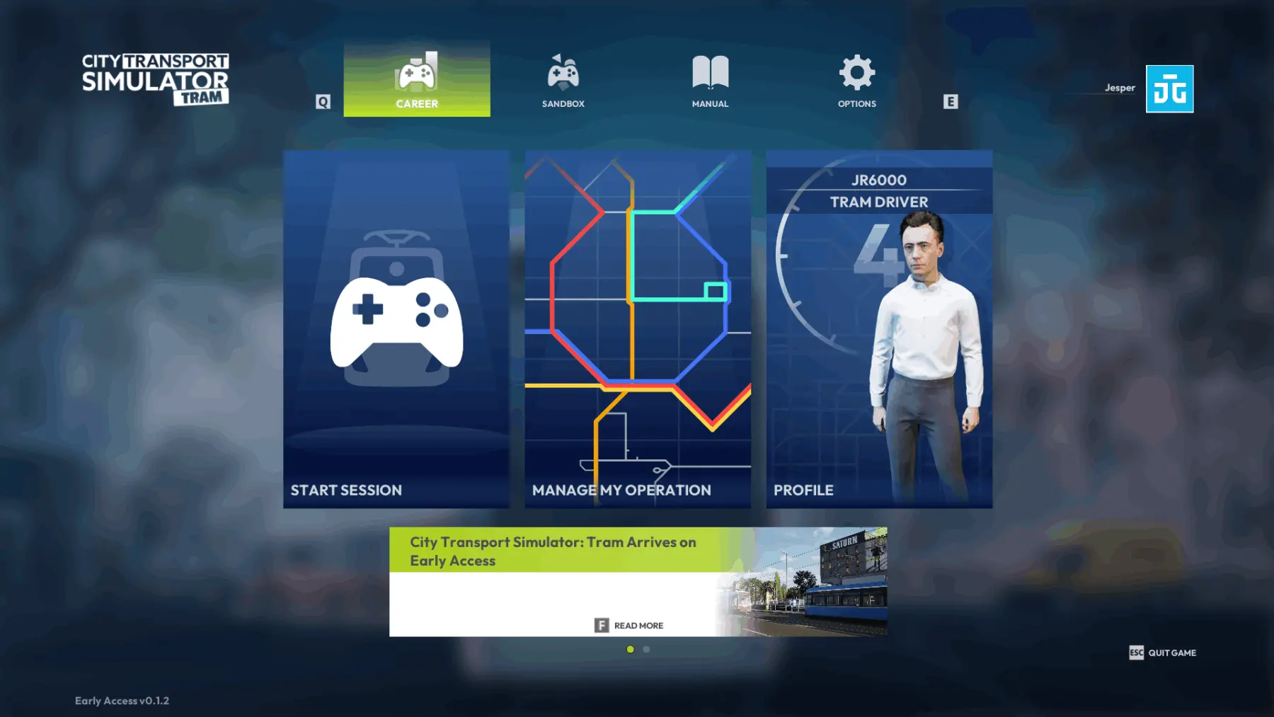 City Transport Simulator Tram - Menu