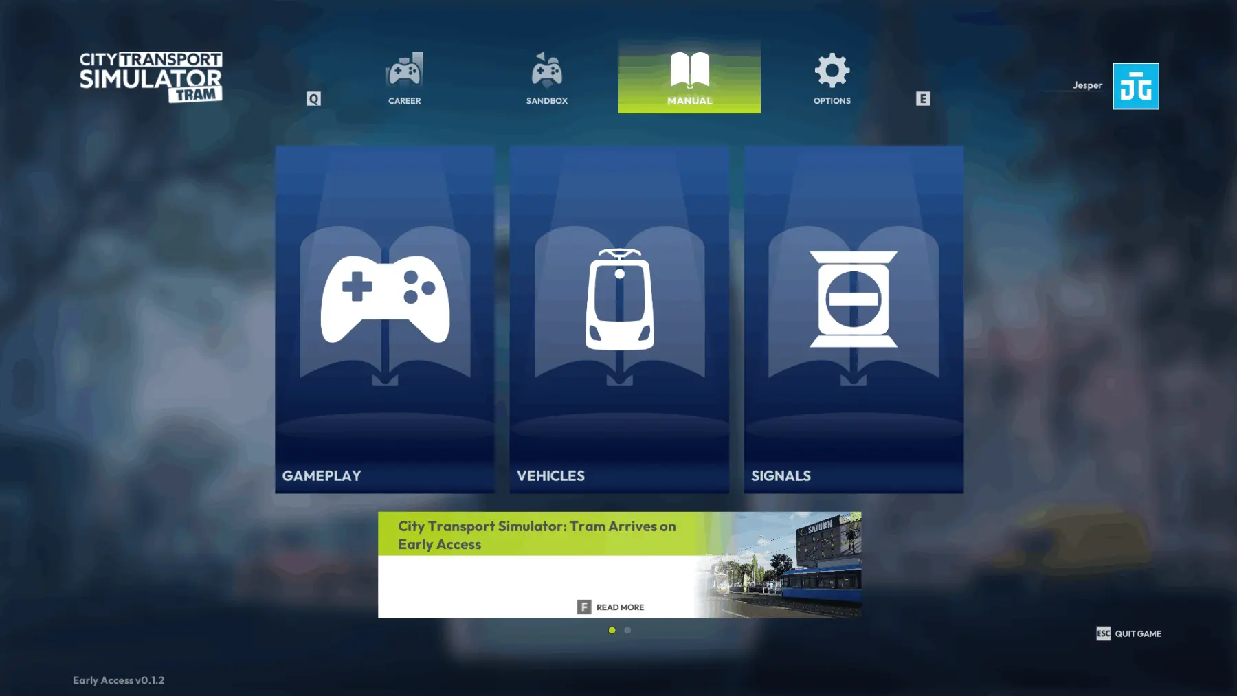 City Transport Simulator Tram - Menu