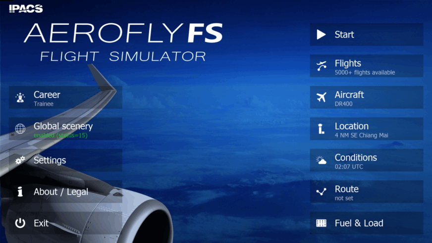 Aerofly FS 4 Global - Menu