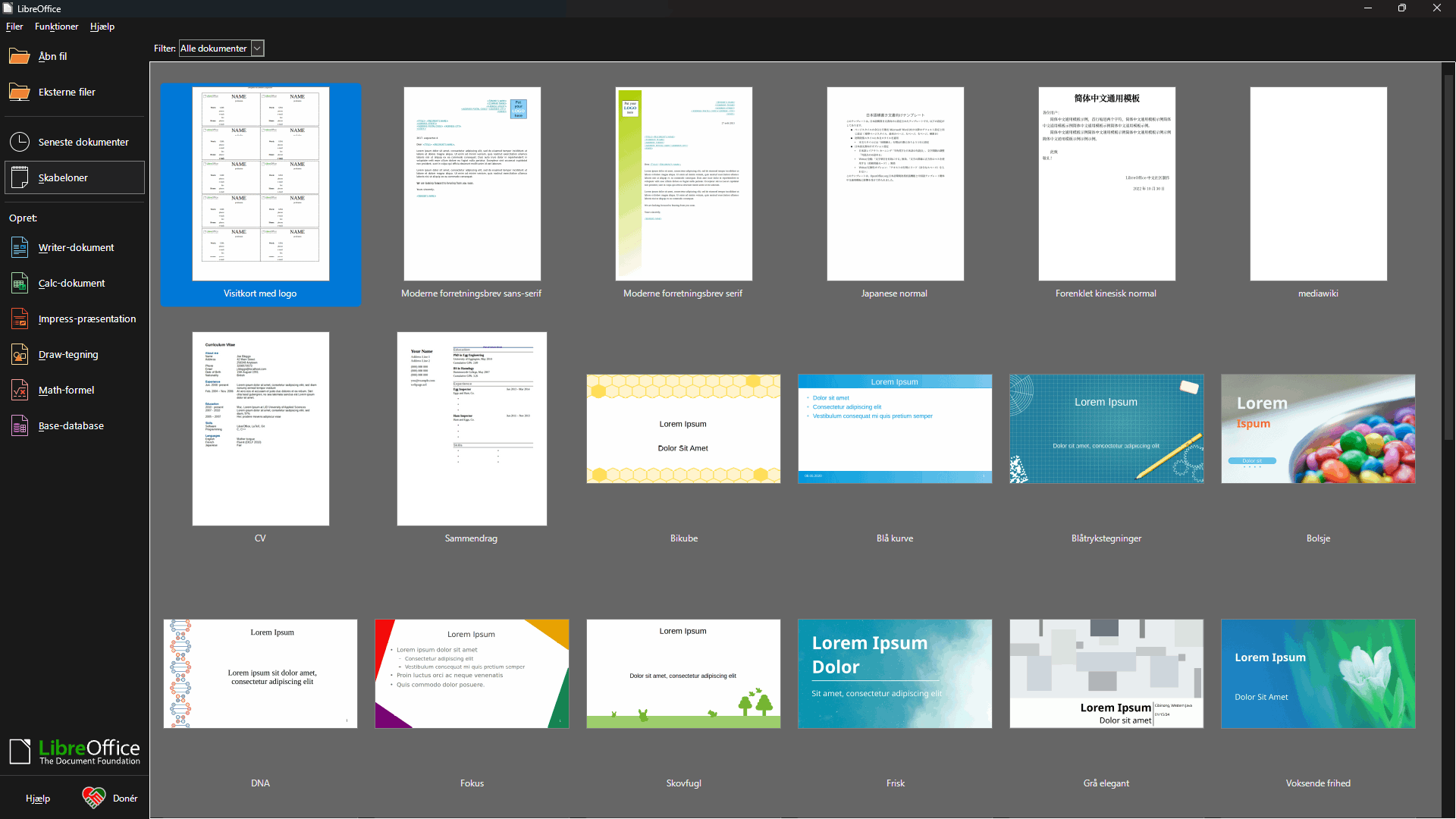 LibreOffice 25.8 Skabeloner