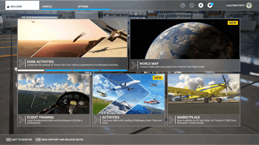 MSFS 2020 - Menu