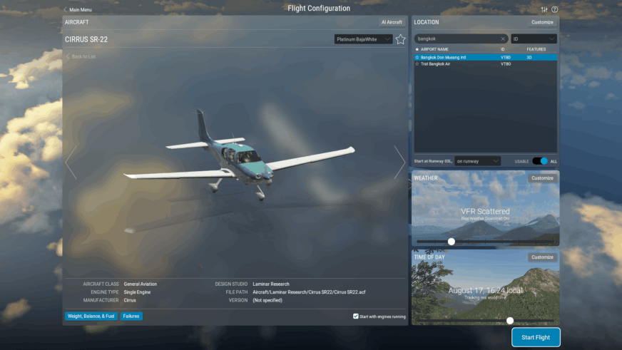 X-Plane 12 - Standard Fly - Cirrus SR22
