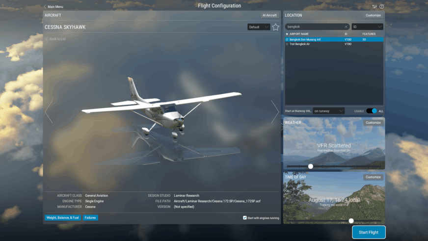 X-Plane 12 - Standard Fly - Cessna C172 SkyHawk